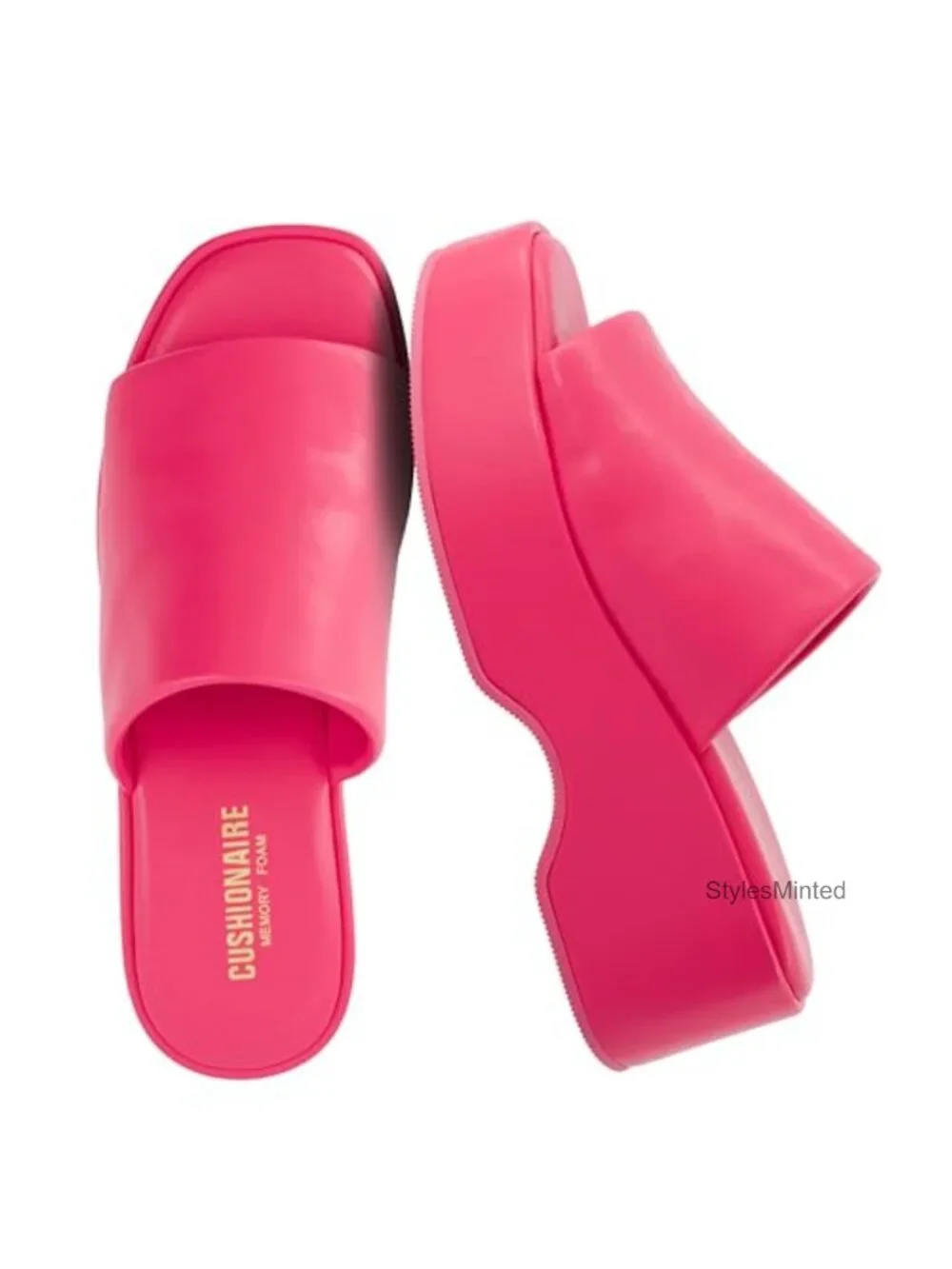 Cushionaire Spin Women's Platform Wedge Sandals Slip On Memory Foam Faux Leather